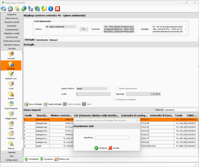 Inserimento nuovo dettaglio
