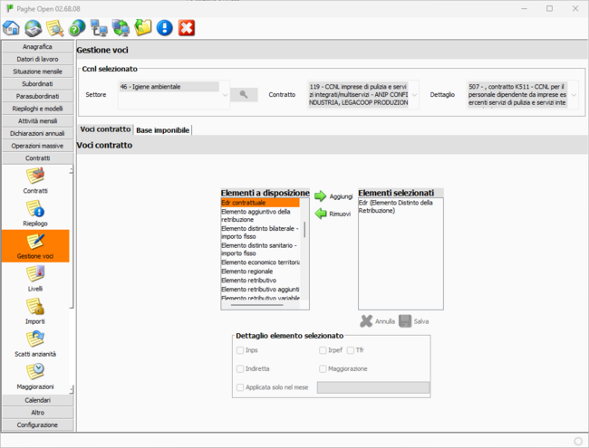 Inserimento voci contrattuali
